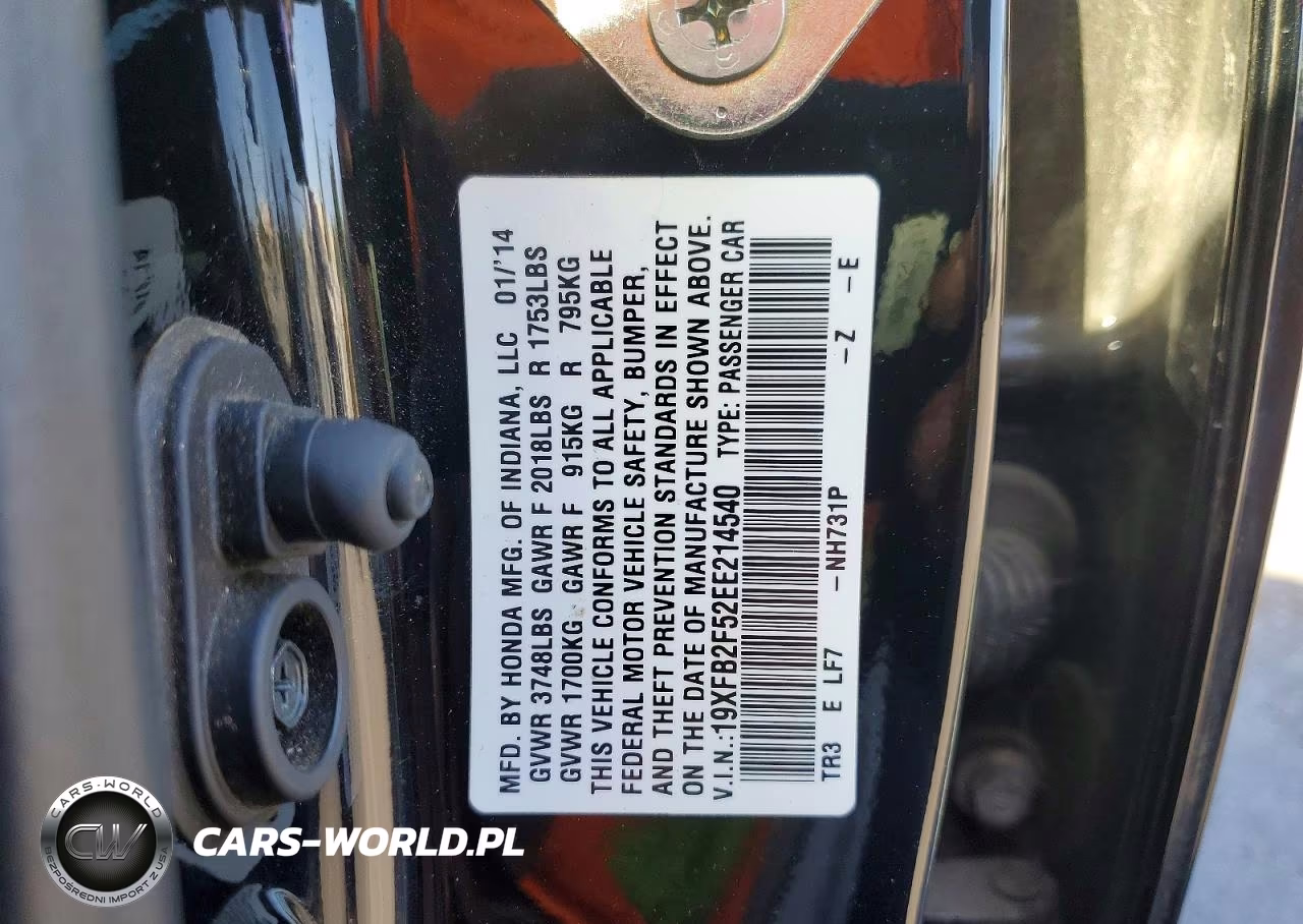 2014 Honda Civic Lx VIN:19XFB2F52EE214540 - 12