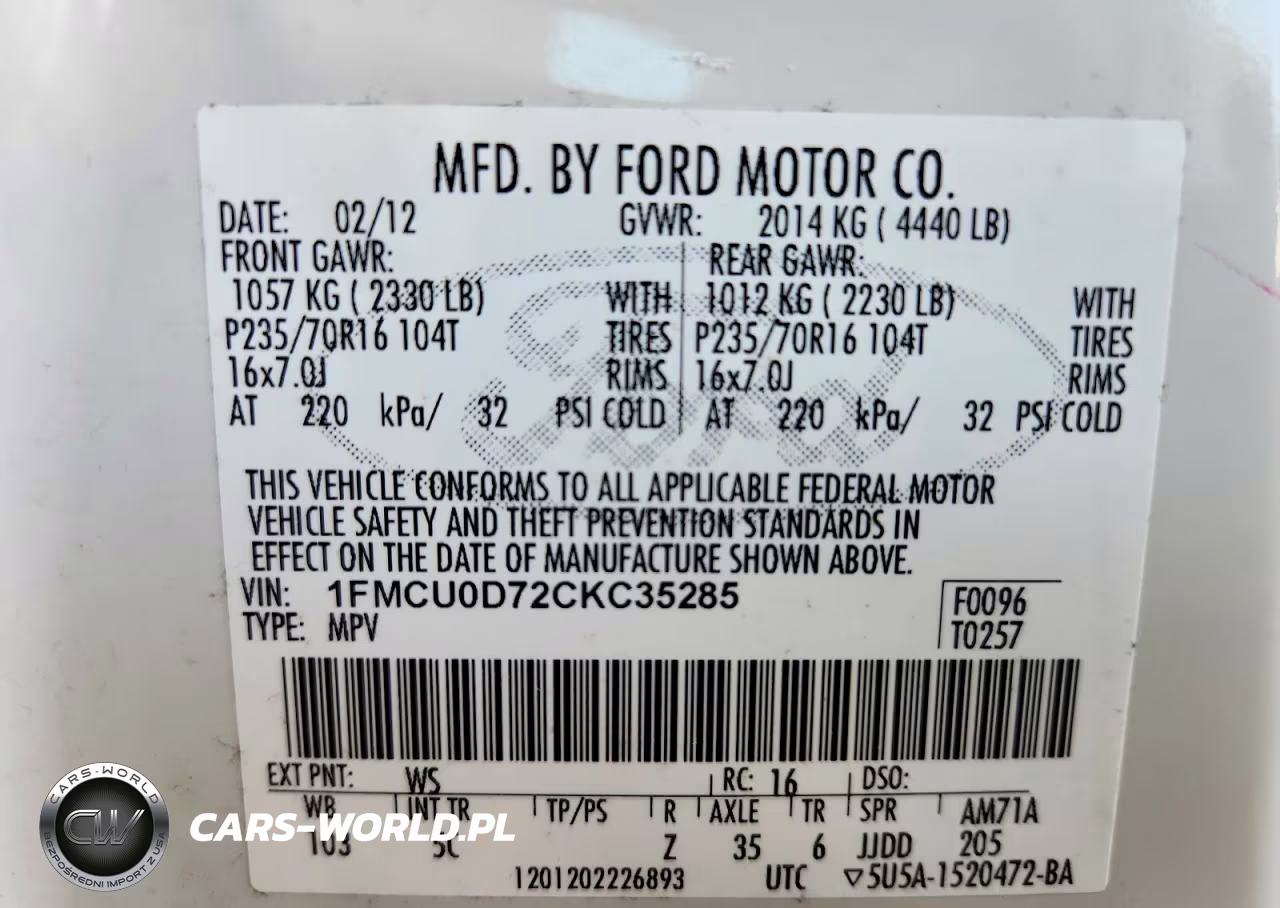 2012 Ford Escape Xlt VIN:1FMCU0D72CKC35285 - 14