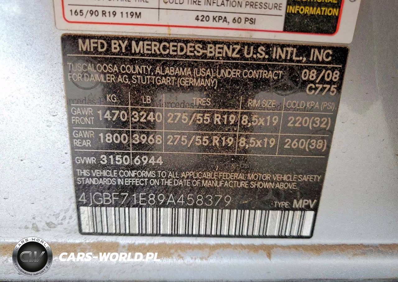 2009 Merz Gl 450 4Ma VIN:4JGBF71E89A458379 - 12