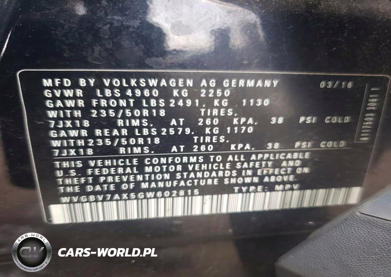 2016 Volkswagen Tiguan S VIN:WVGBV7AX5GW602815 - 13