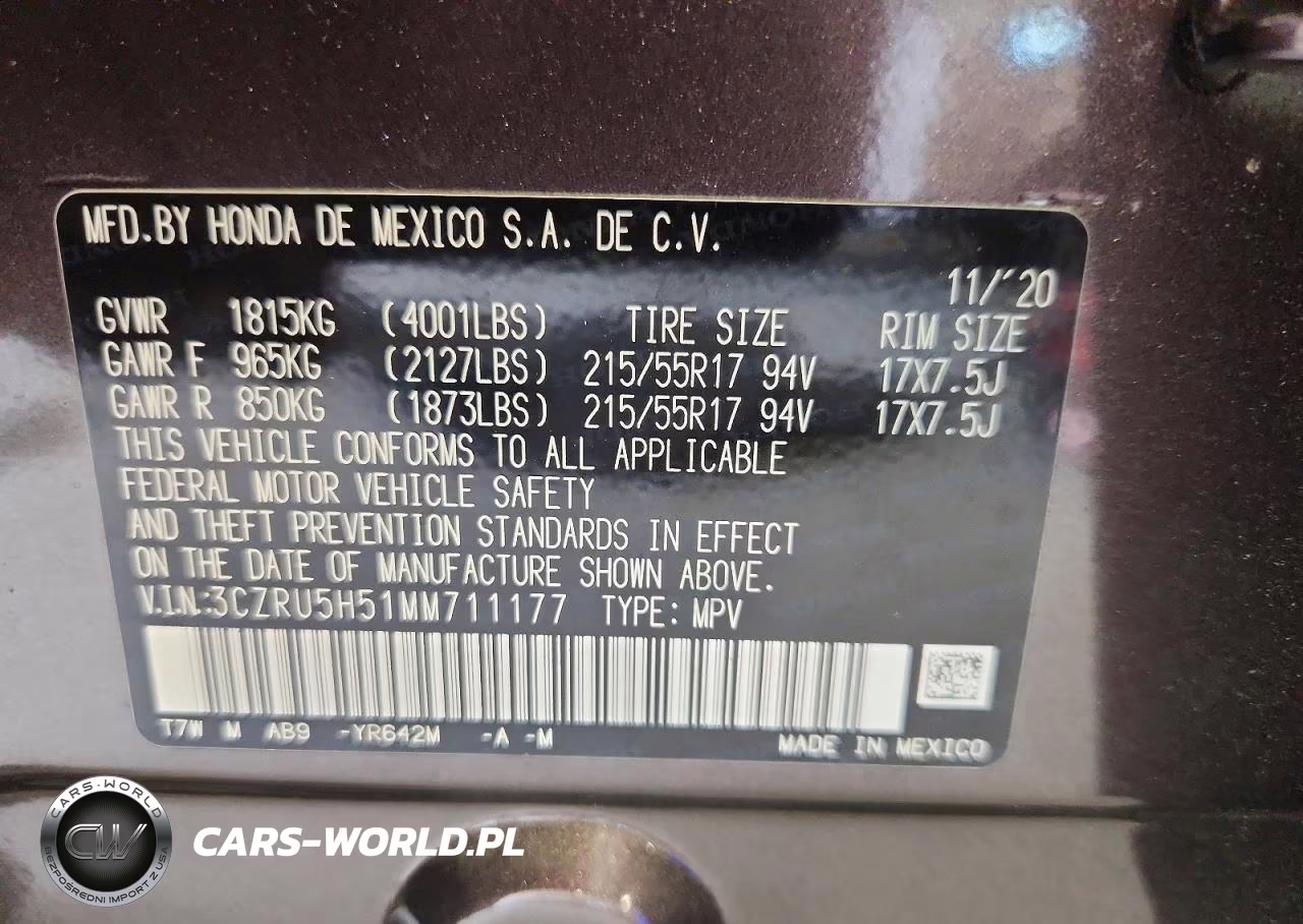 2021 Honda Hr-V Ex VIN:3CZRU5H51MM711177 - 13