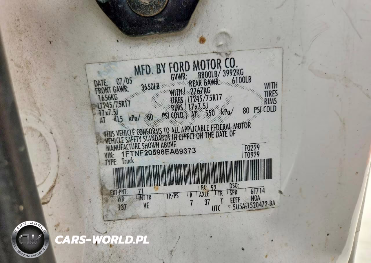 2006 Ford F250 Super Duty VIN:1FTNF20596EA69373 - 12