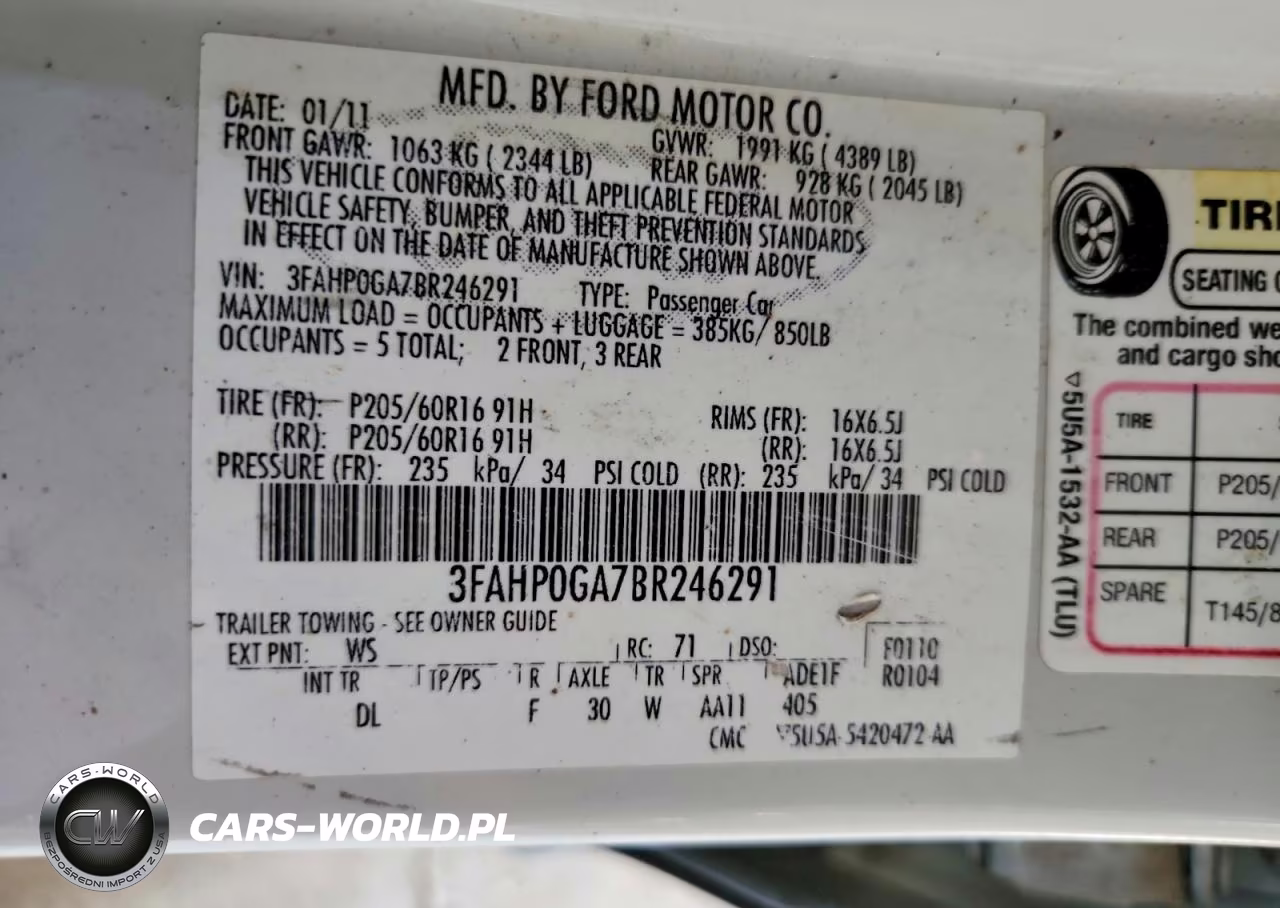 2011 Ford Fusion S VIN:3FAHP0GA7BR246291 - 12