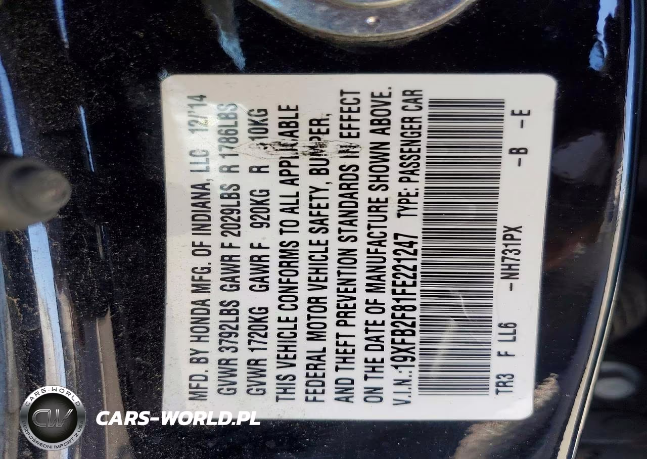 2015 Honda Civic Ex VIN:19XFB2F81FE221247 - 13