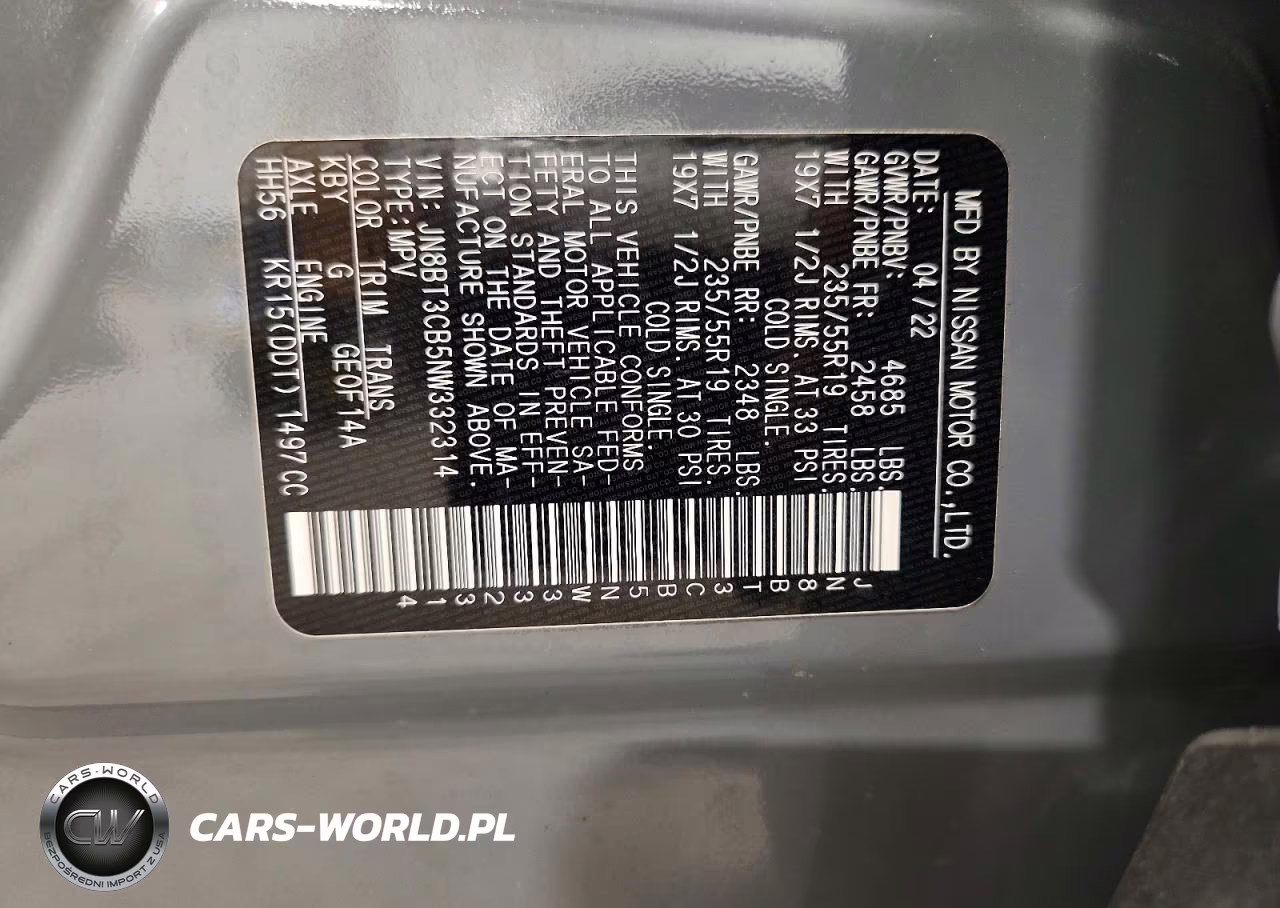 2022 Nissan Rogue Sl VIN:JN8BT3CB5NW332314 - 14