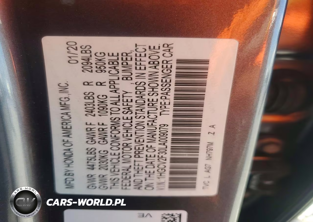 2020 Honda Accord Sport VIN:1HGCV2F30LA009079 - 13