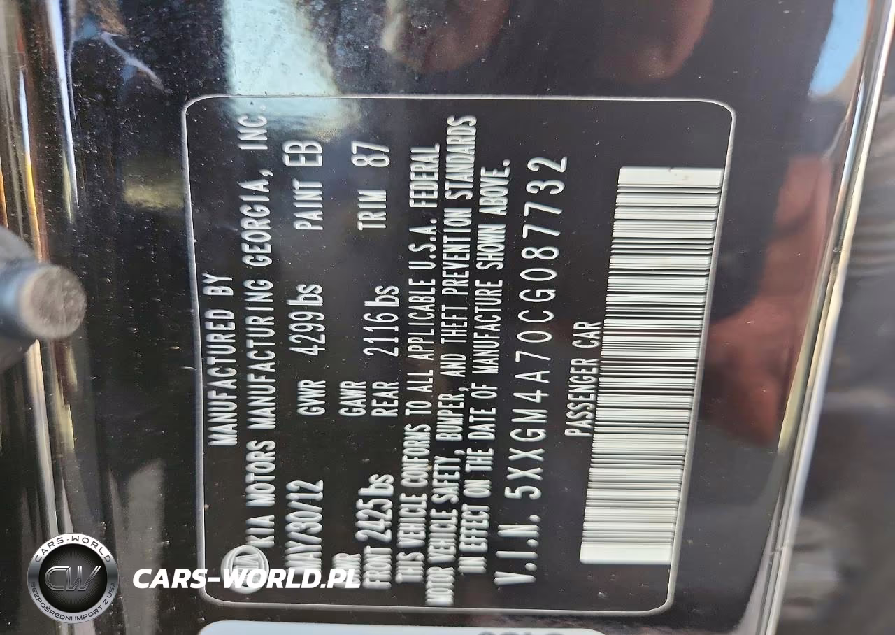 2012 Kia Optima Lx VIN:5XXGM4A70CG087732 - 12