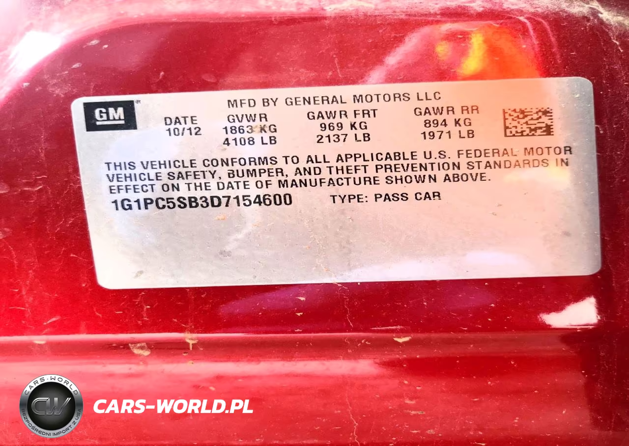 2013 Chevrolet Cruze Lt VIN:1G1PC5SB3D7154600 - 12