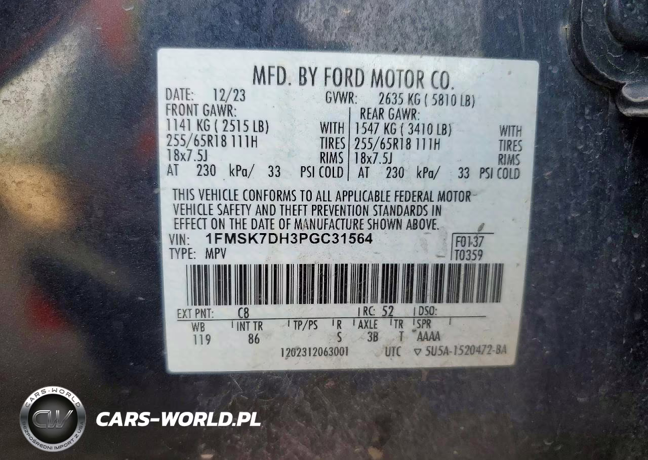 2023 Ford Explorer Xlt VIN:1FMSK7DH3PGC31564 - 13