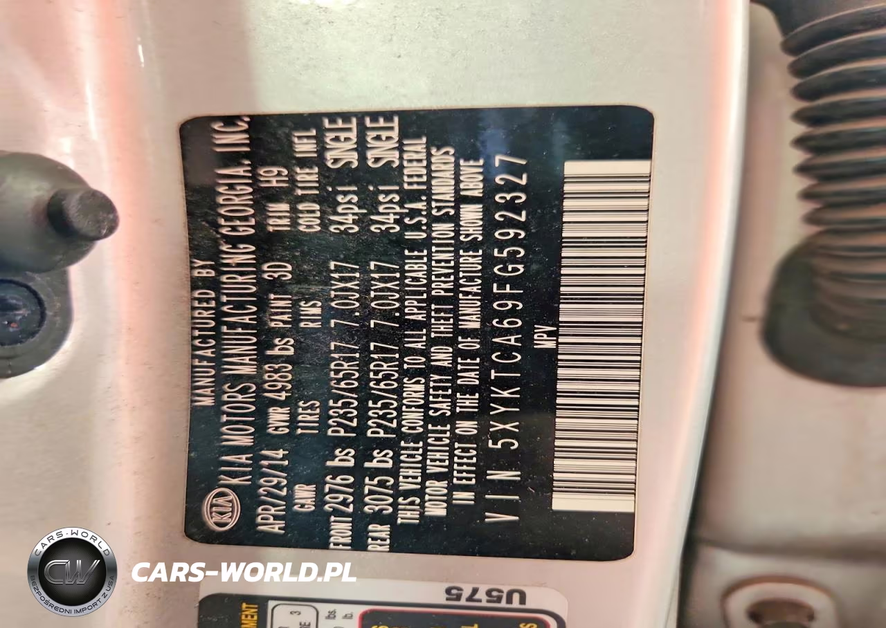 2015 Kia Sorento Lx VIN:5XYKTCA69FG592327 - 13
