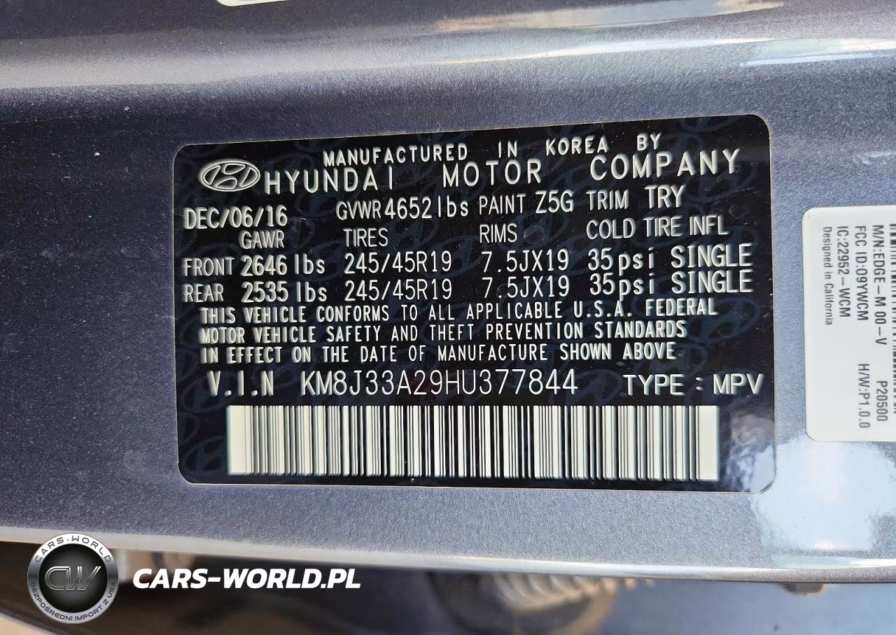 2017 Hyundai Tucson Sport VIN:KM8J33A29HU377844 - 12