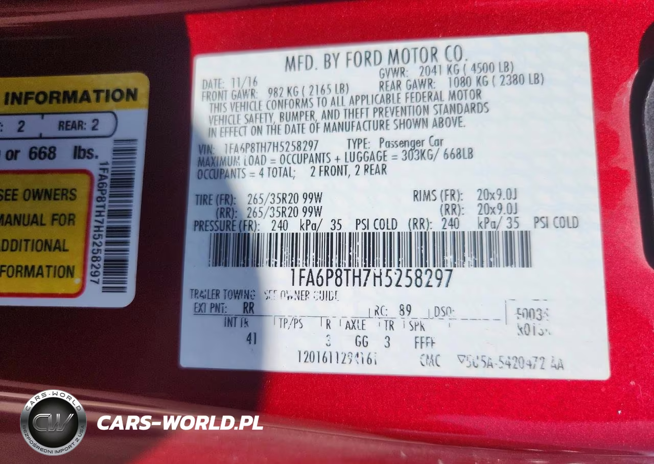 2017 Ford Mustang VIN:1FA6P8TH7H5258297 - 12