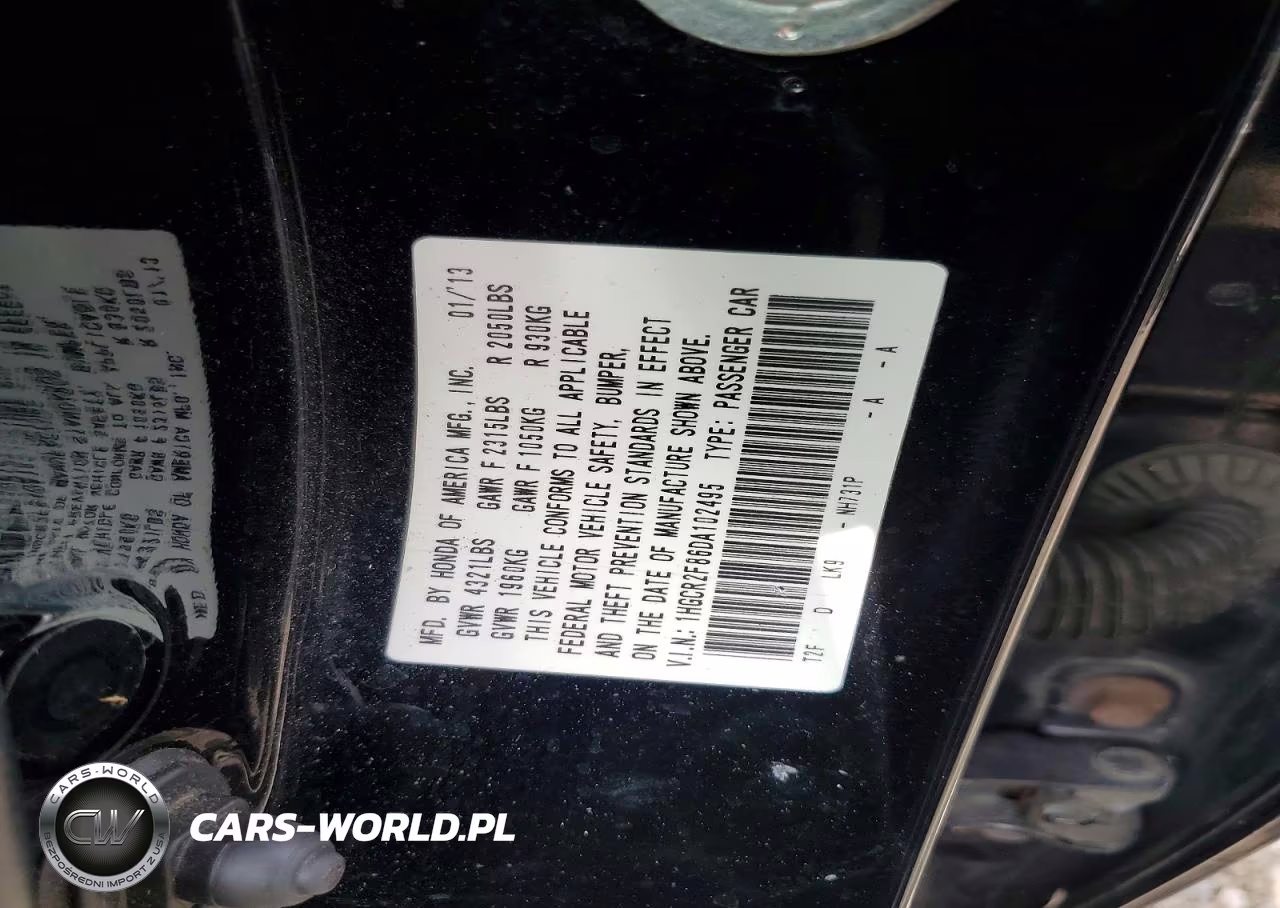 2013 Honda Accord Exl VIN:1HGCR2F86DA102495 - 12