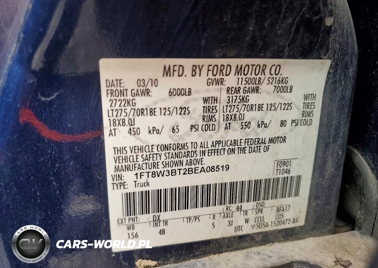 2011 Ford F350 Super Duty VIN:1FT8W3BT2BEA08519 - 13