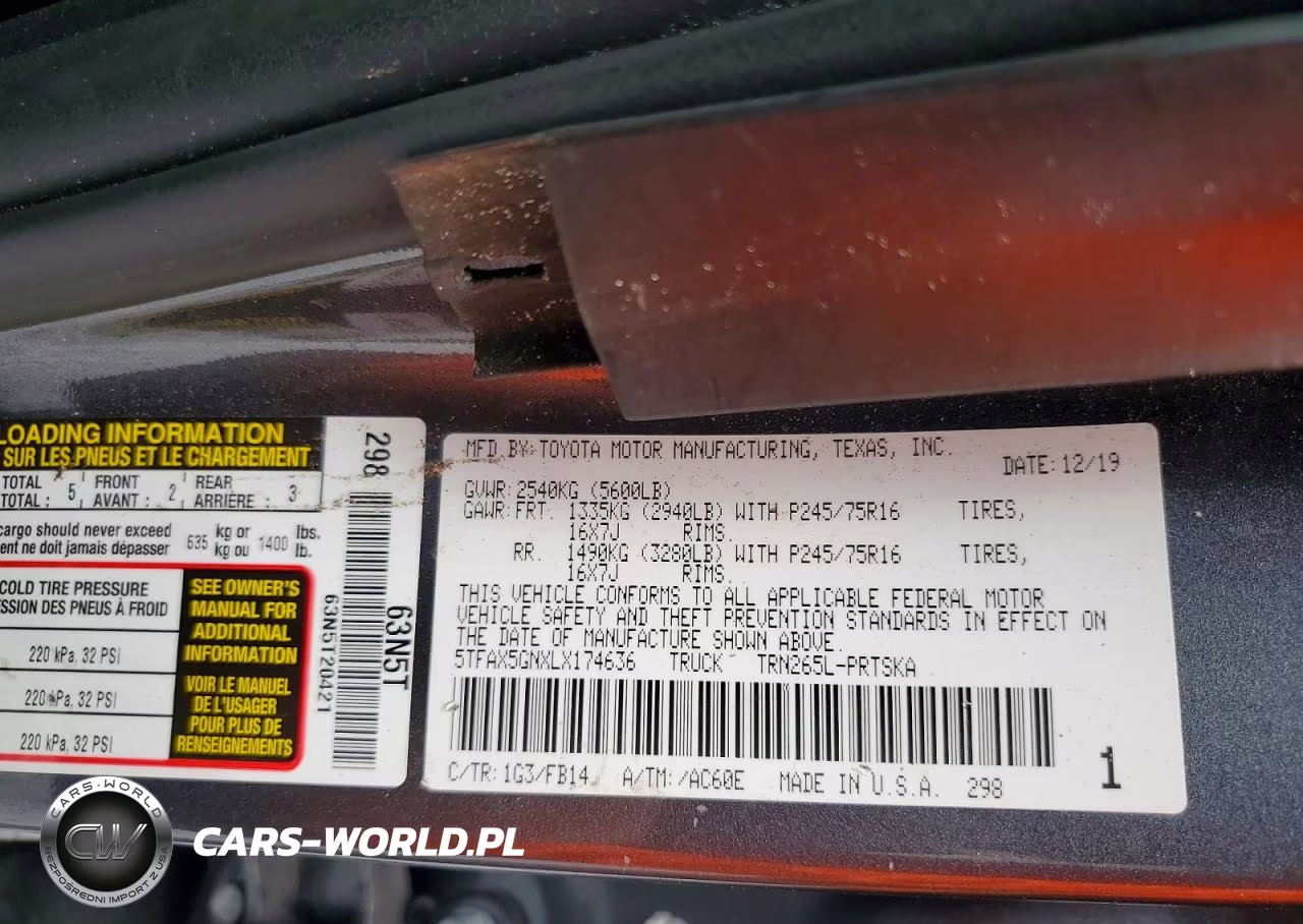 2020 Toyota Tacoma Sr VIN:5TFAX5GNXLX174636 - 12