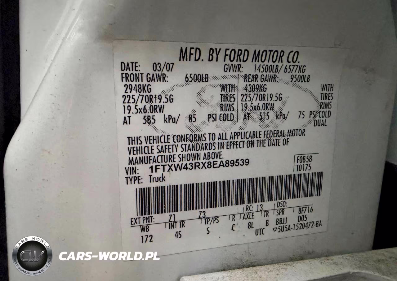 2008 Ford F450 Super VIN:1FTXW43RX8EA89539 - 10