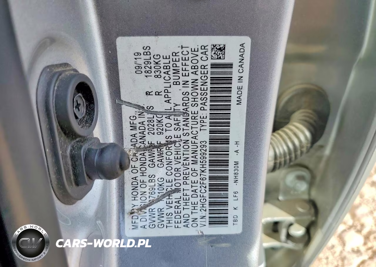 2019 Honda Civic Lx VIN:2HGFC2F67KH599293 - 12
