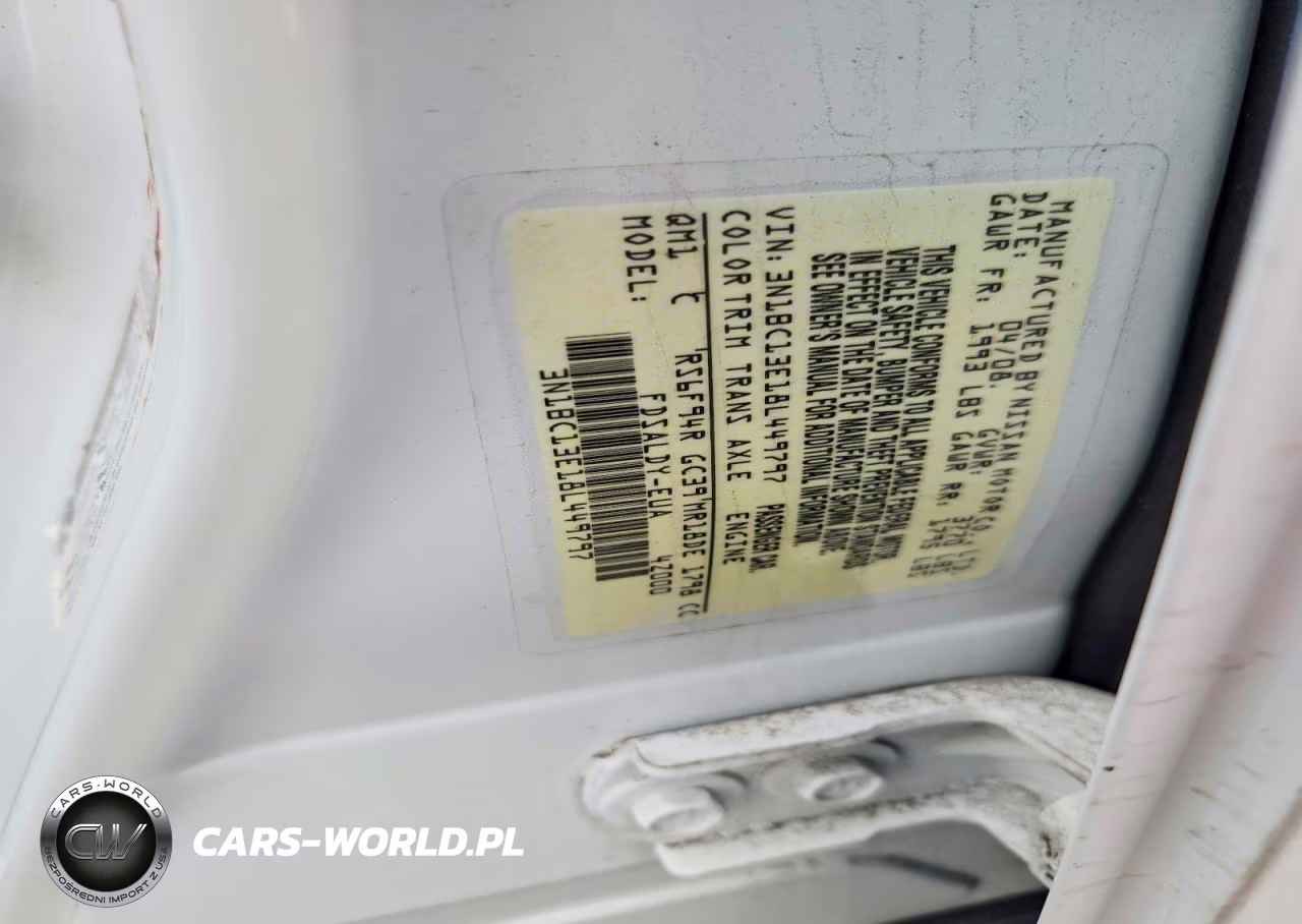 2008 Nissan Versa 1.8 S VIN:3N1BC13E18L449797 - 12