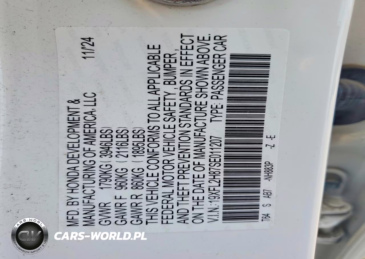 2025 Honda Civic Sport VIN:19XFL2H87SE011207 - 12