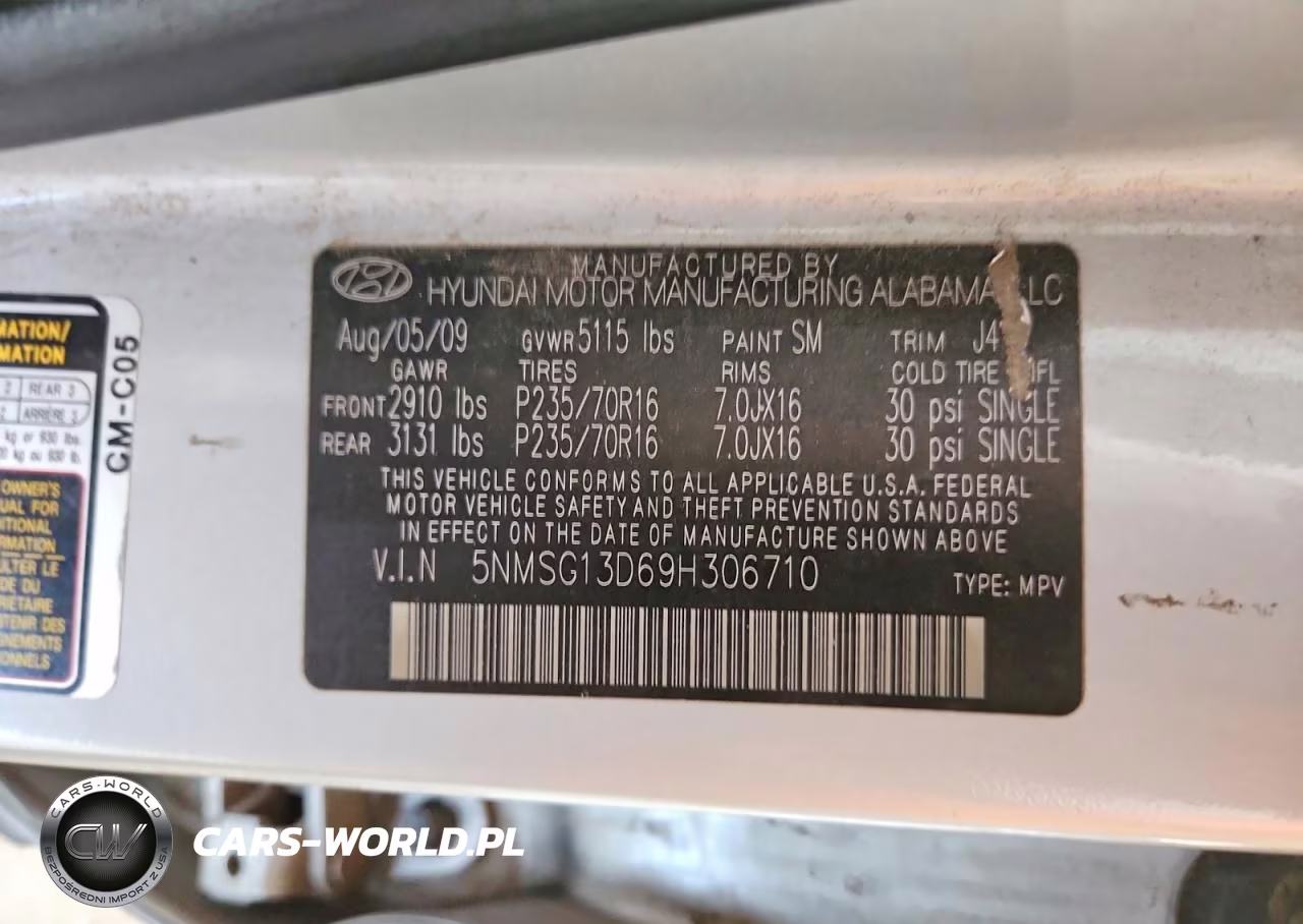2009 Hyundai Santa Fe Gls VIN:5NMSG13D69H306710 - 13
