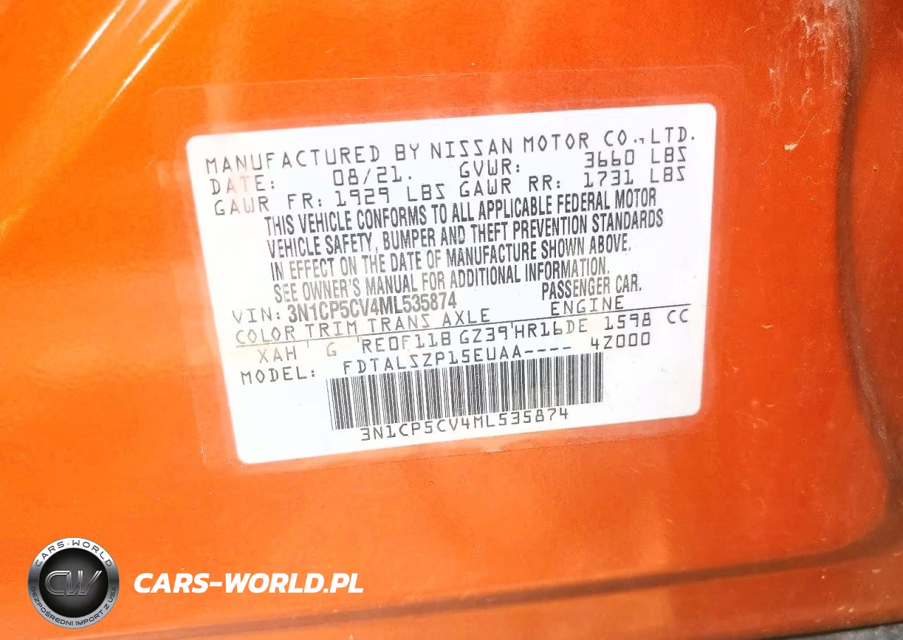 2021 Nissan Kicks Sv VIN:3N1CP5CV4ML535874 - 14