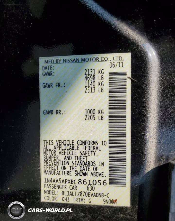 2011 Nissan Maxima 3.5 S VIN:1N4AA5APXBC861056 - 12