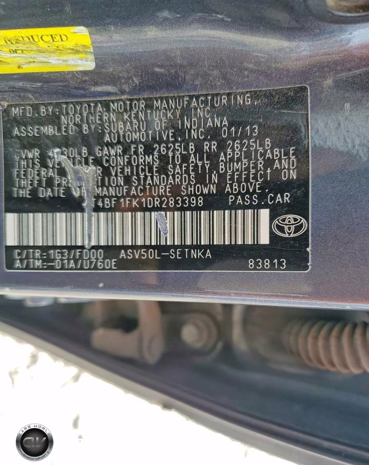 2013 Toyota Camry Le VIN:4T4BF1FK1DR283398 - 12