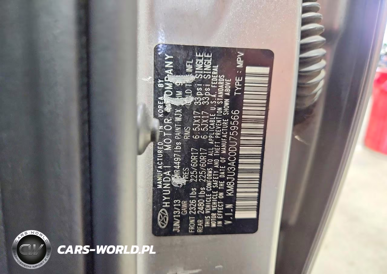 2013 Hyundai Tucson Gls VIN:KM8JU3AC0DU759566 - 13
