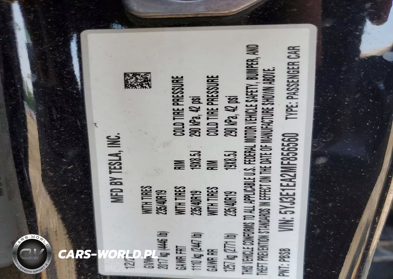 2021 Tesl Model 3 VIN:5YJ3E1EA2MF856560 - 12