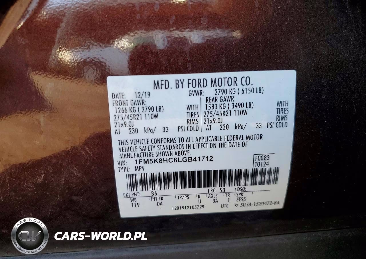 2020 Ford Explorer Platinum VIN:1FM5K8HC8LGB41712 - 13