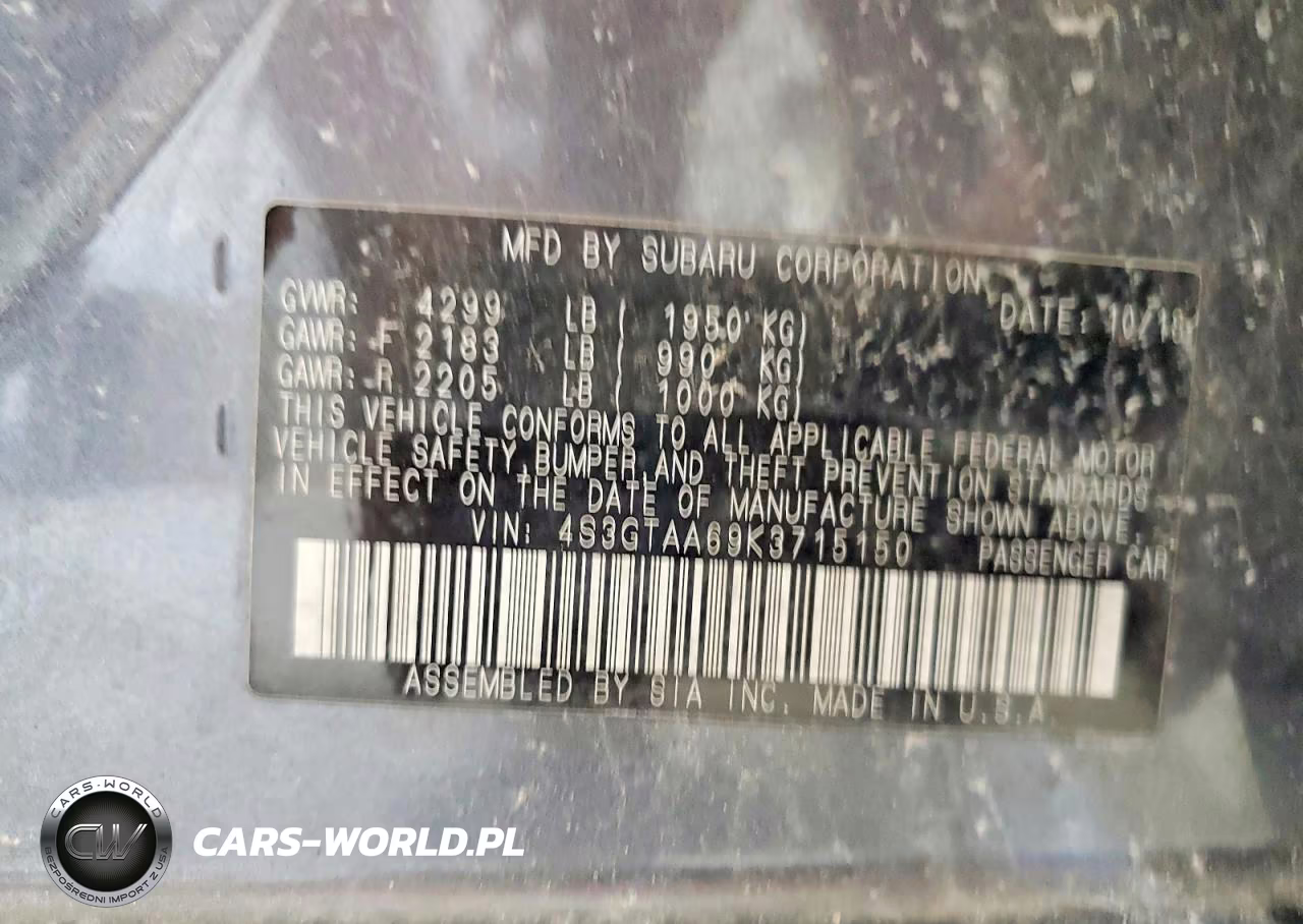 2019 Subaru Impreza VIN:4S3GTAA69K3715150 - 13