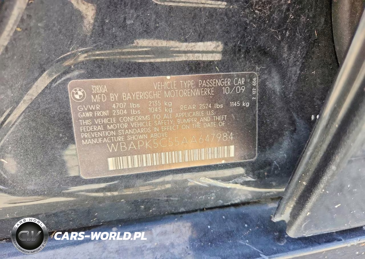 2010 BMW 328 Xi Sulev VIN:WBAPK5C55AA647984 - 12