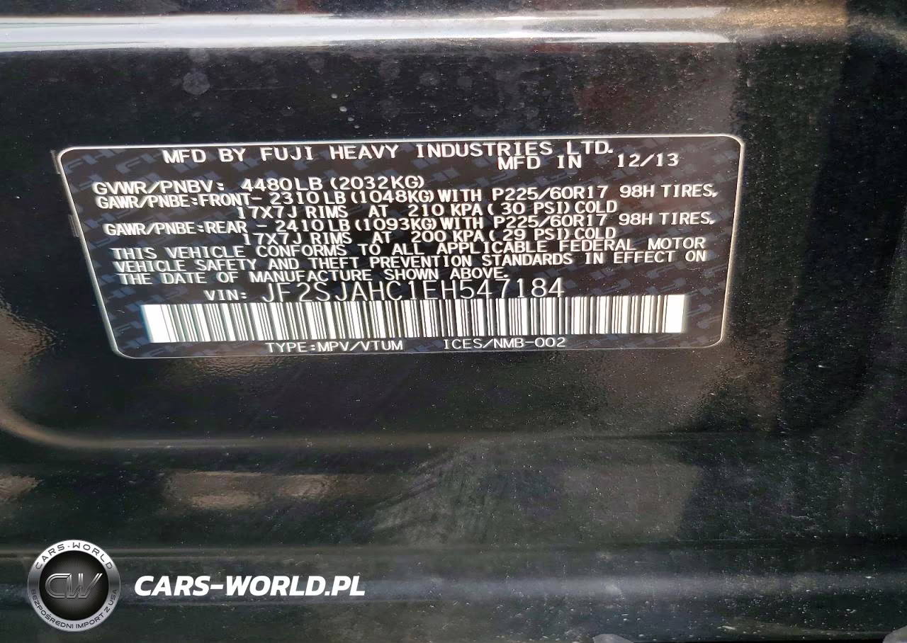 2014 Subaru Forester 2.5I Limited VIN:JF2SJAHC1EH547184 - 14