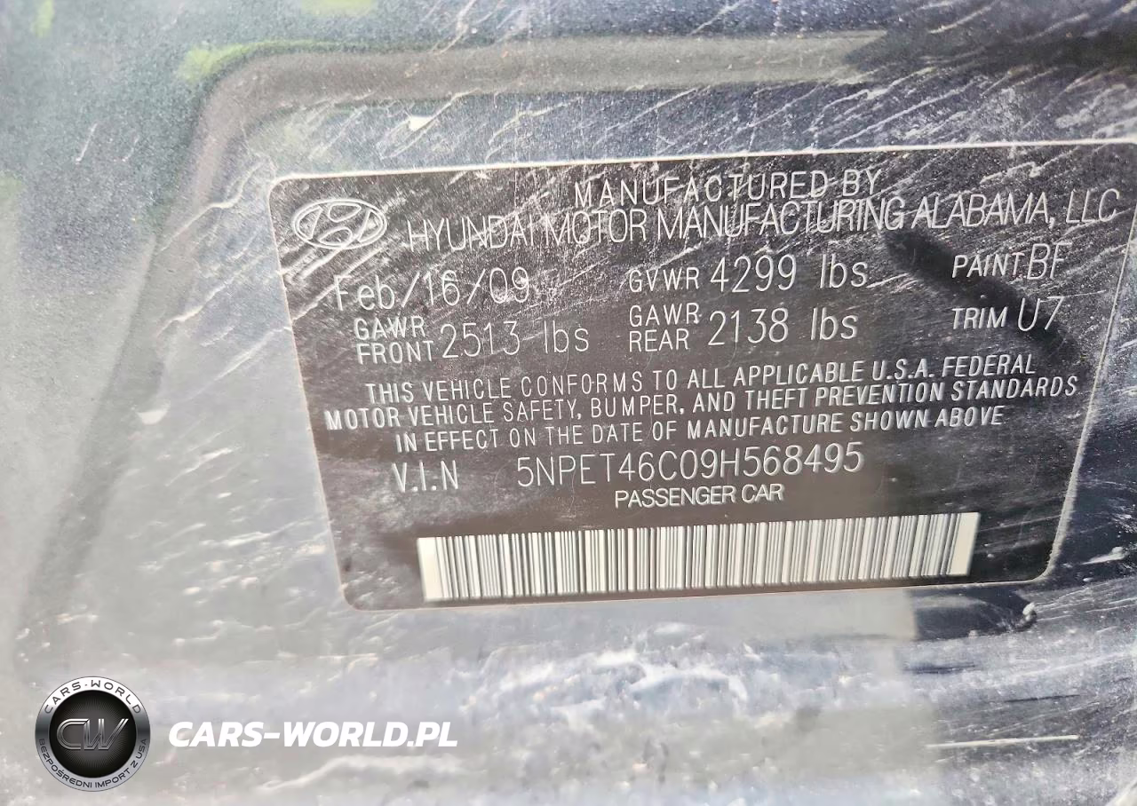 2009 Hyundai Sonata Gls VIN:5NPET46C09H568495 - 12