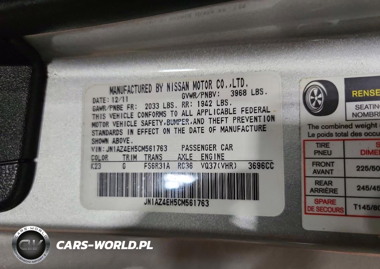 2012 Nissan 370Z Base VIN:JN1AZ4EH5CM561763 - 12