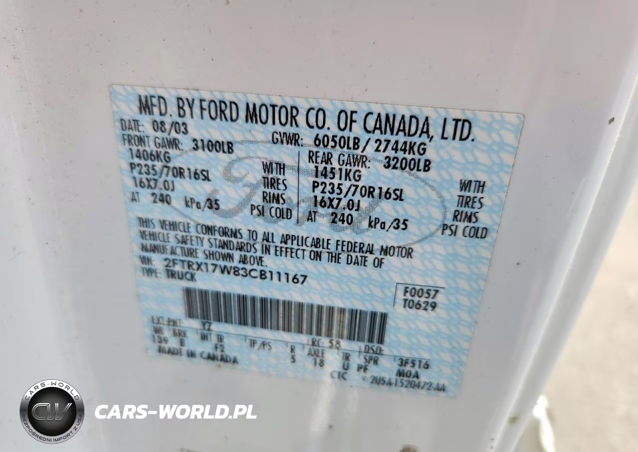 2003 Ford F150 VIN:2FTRX17W83CB11167 - 12