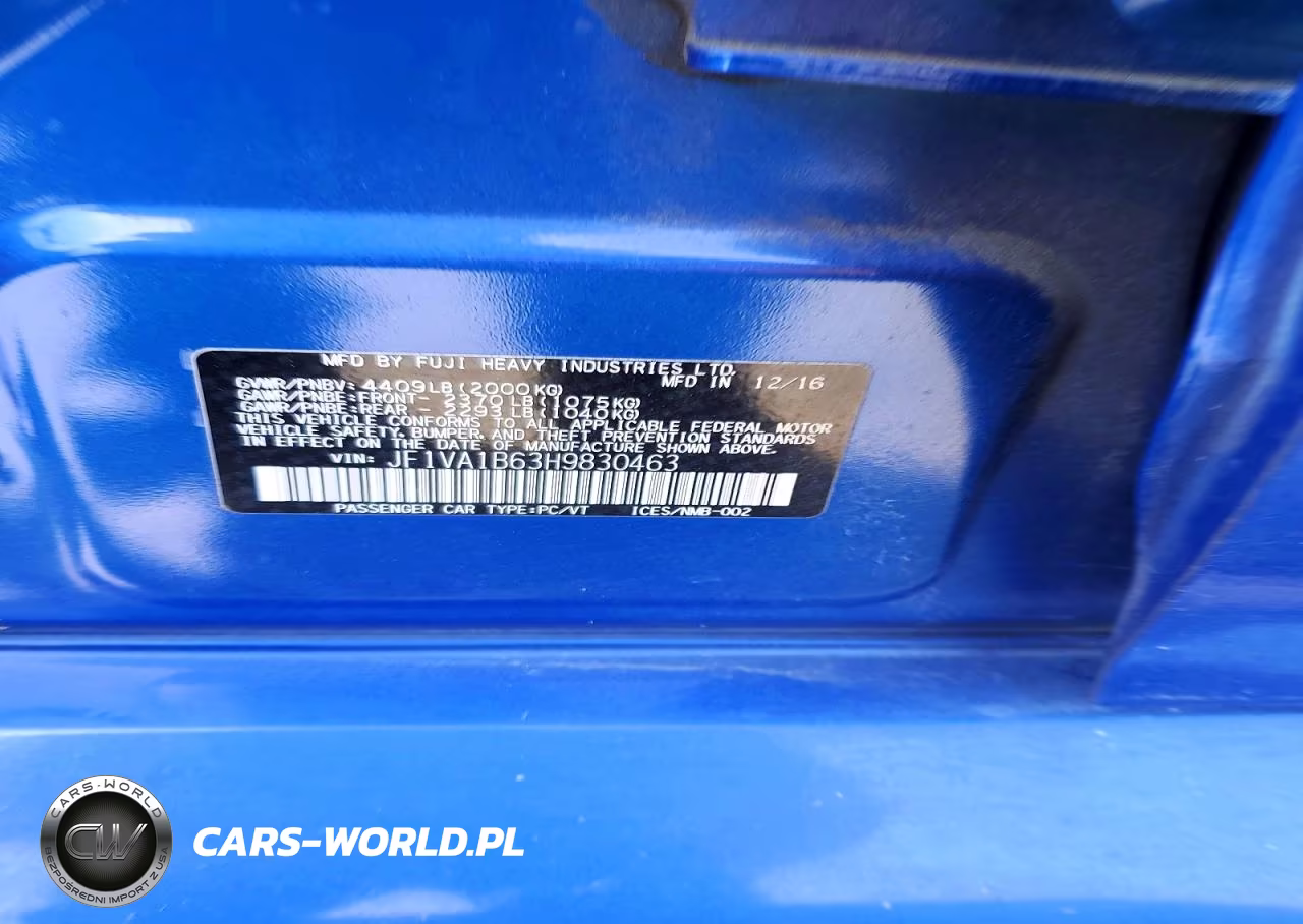 2017 Subaru Wrx VIN:JF1VA1B63H9830463 - 12