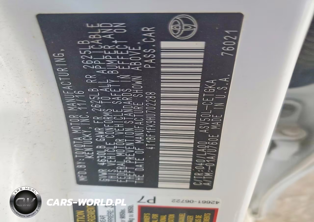 2017 Toyota Camry Xle VIN:4T1BF1FK9HU702288 - 12