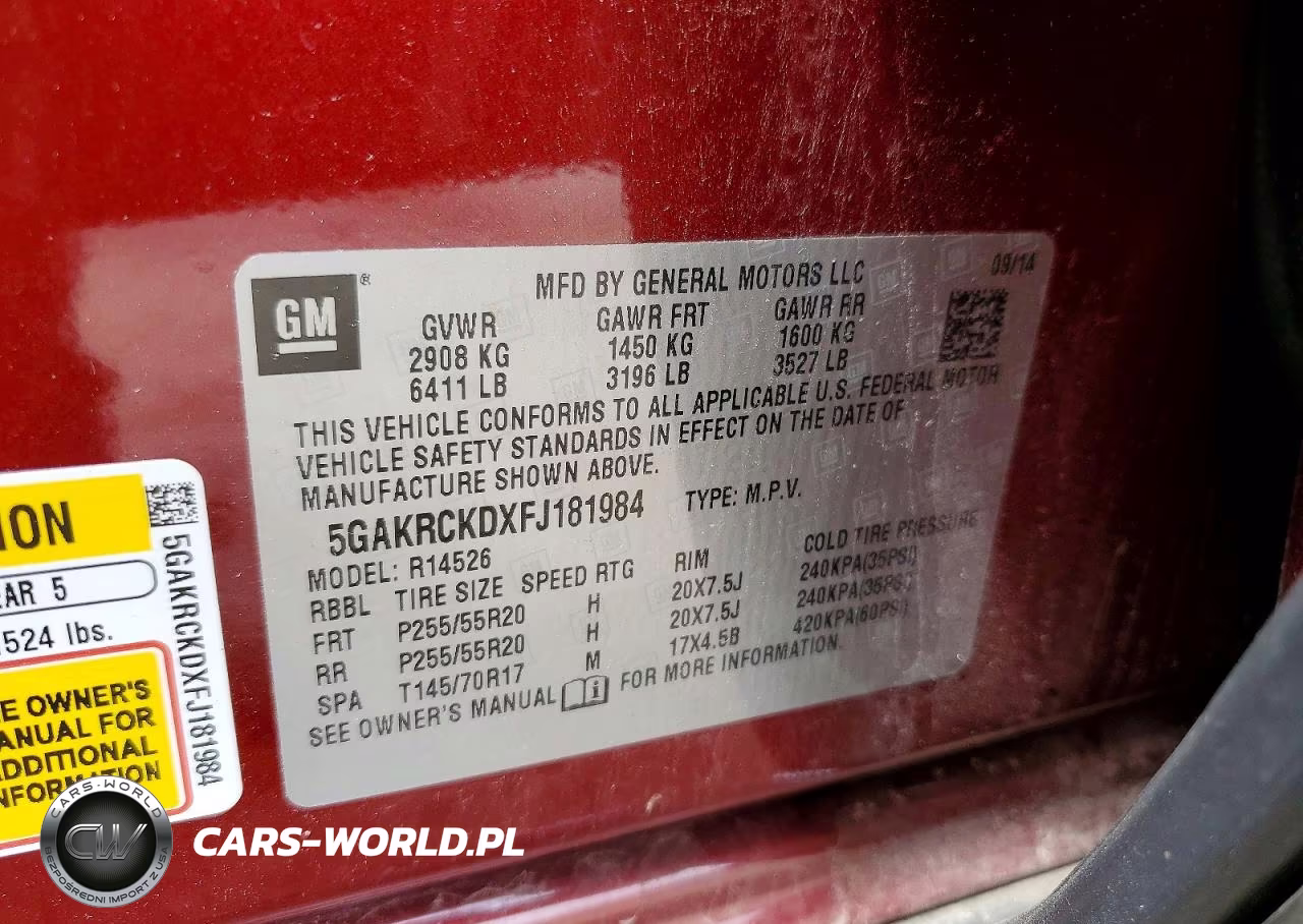 2015 Buick Enclave VIN:5GAKRCKDXFJ181984 - 13