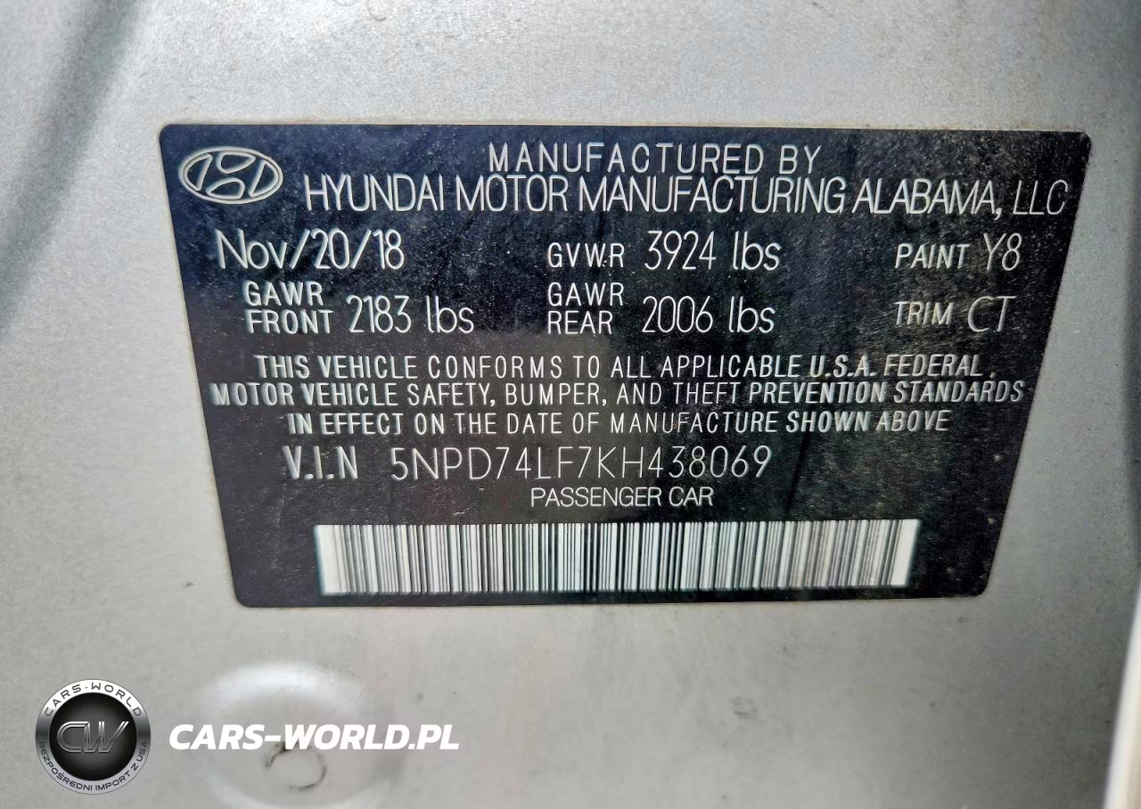 2019 Hyundai Elantra Se VIN:5NPD74LF7KH438069 - 12