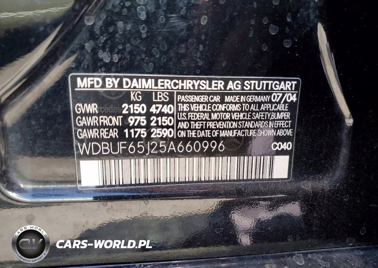 2005 Mercedes-Benz E 320 VIN:WDBUF65J25A660996 - 12