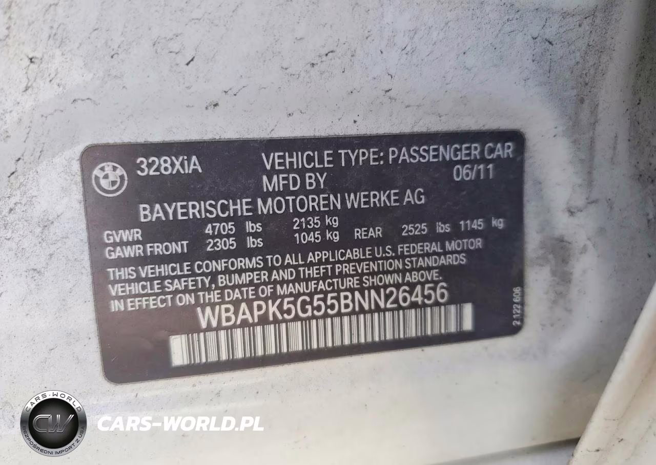 2011 BMW 328 Xi Sulev VIN:WBAPK5G55BNN26456 - 12
