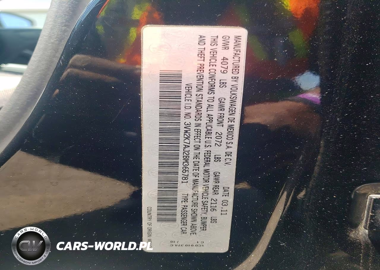 2011 Volkswagen Jetta Base VIN:3VW2K7AJ2BM365781 - 13