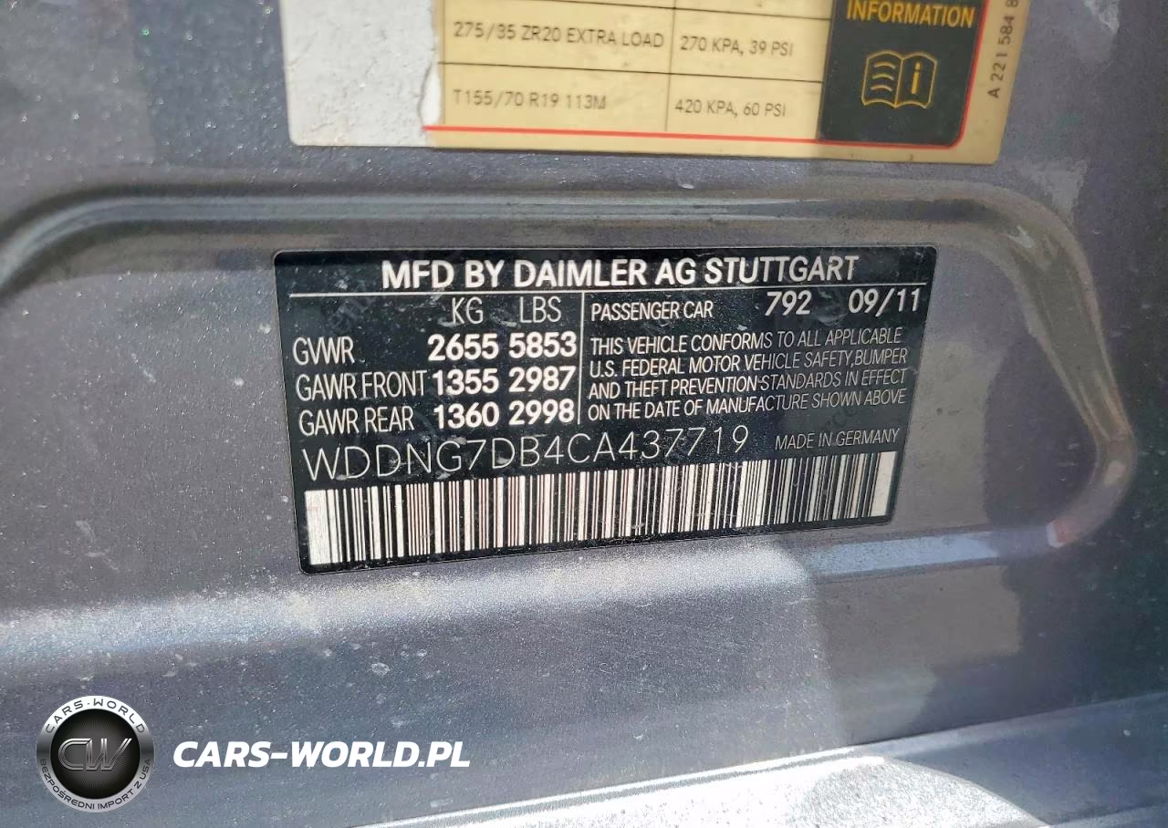 2012 Mercedes-Benz S 550 VIN:WDDNG7DB4CA437719 - 12