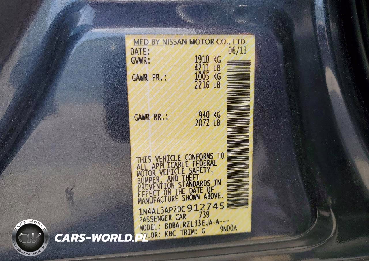 2013 Nissan Altima 2.5 S VIN:1N4AL3AP2DC912745 - 12