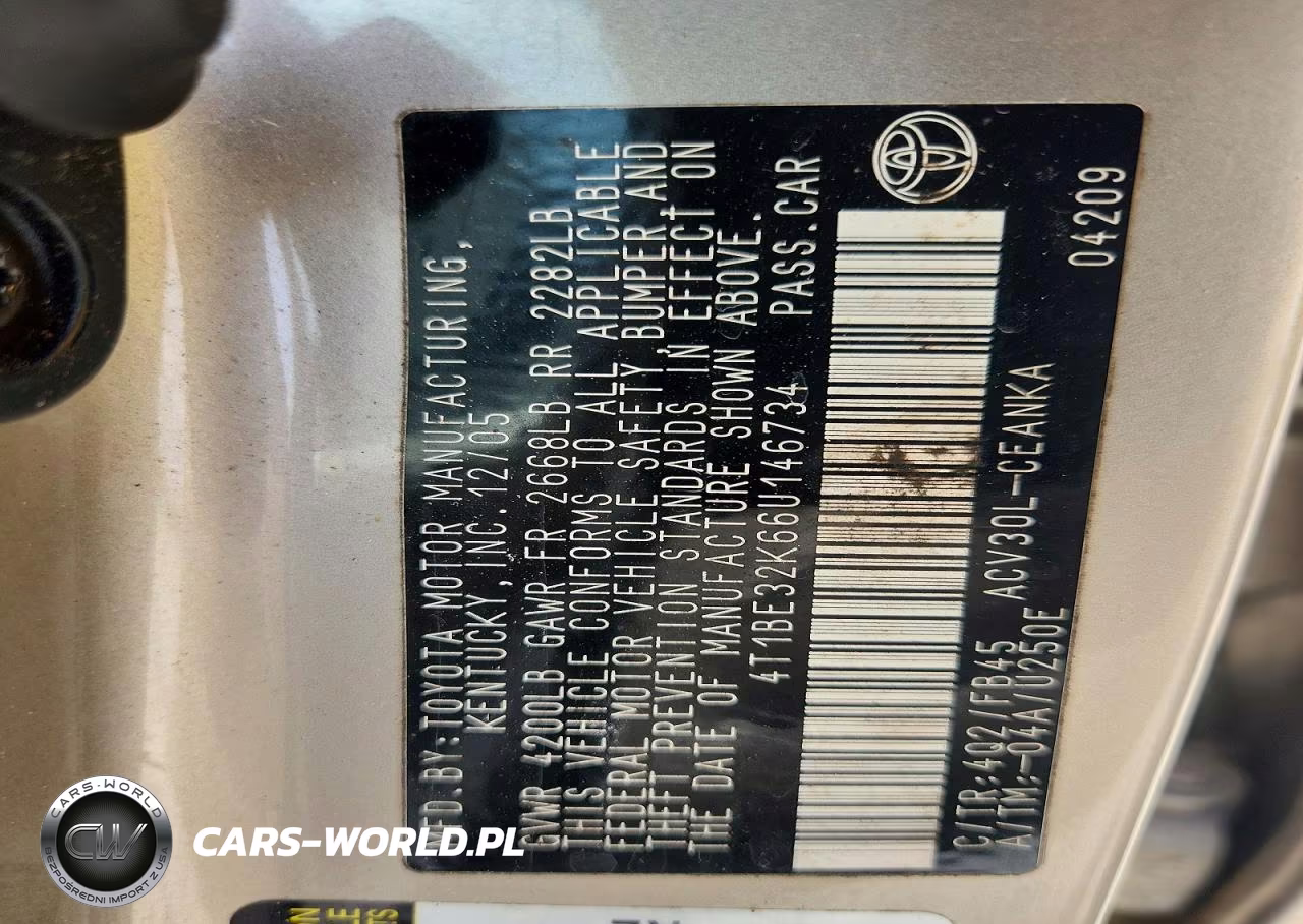 2006 Toyota Camry Le VIN:4T1BE32K66U146734 - 12