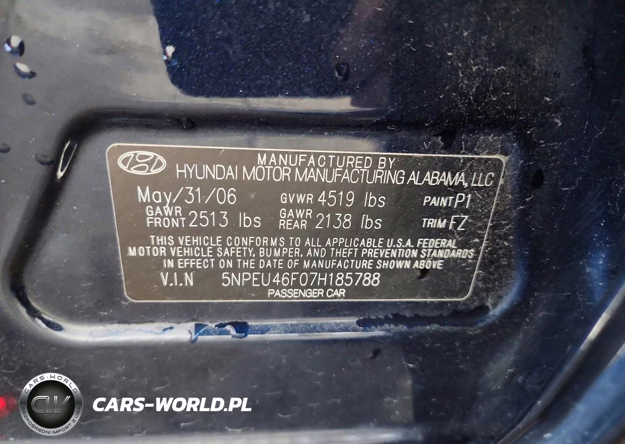 2007 Hyundai Sonata Se VIN:5NPEU46F07H185788 - 12