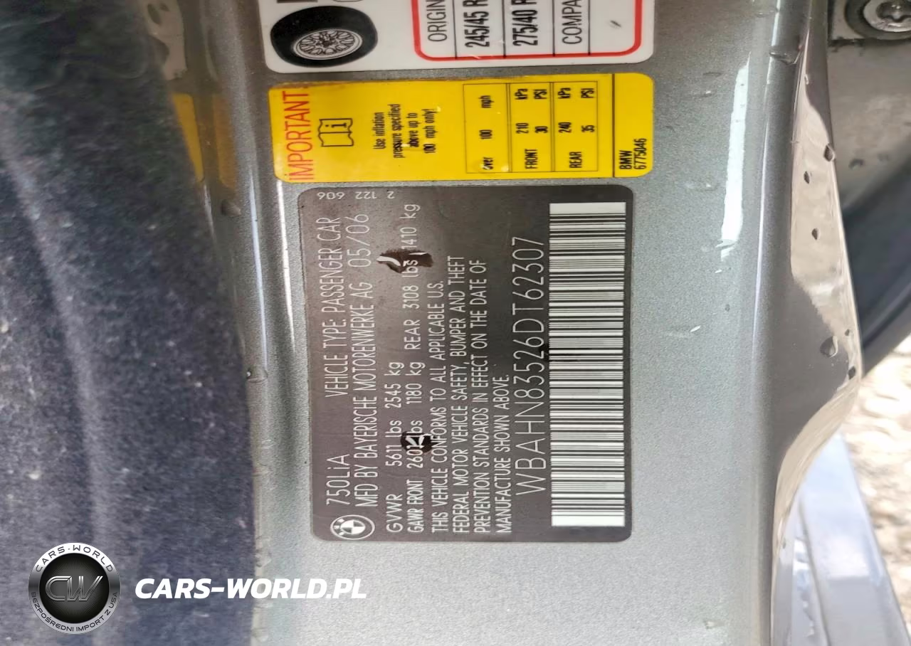 2006 BMW 750 Li VIN:WBAHN83526DT62307 - 12