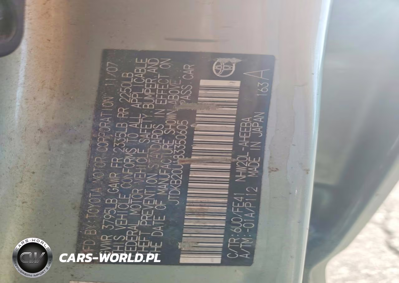 2008 Toyota Prius Base VIN:JTDKB20U183350605 - 12