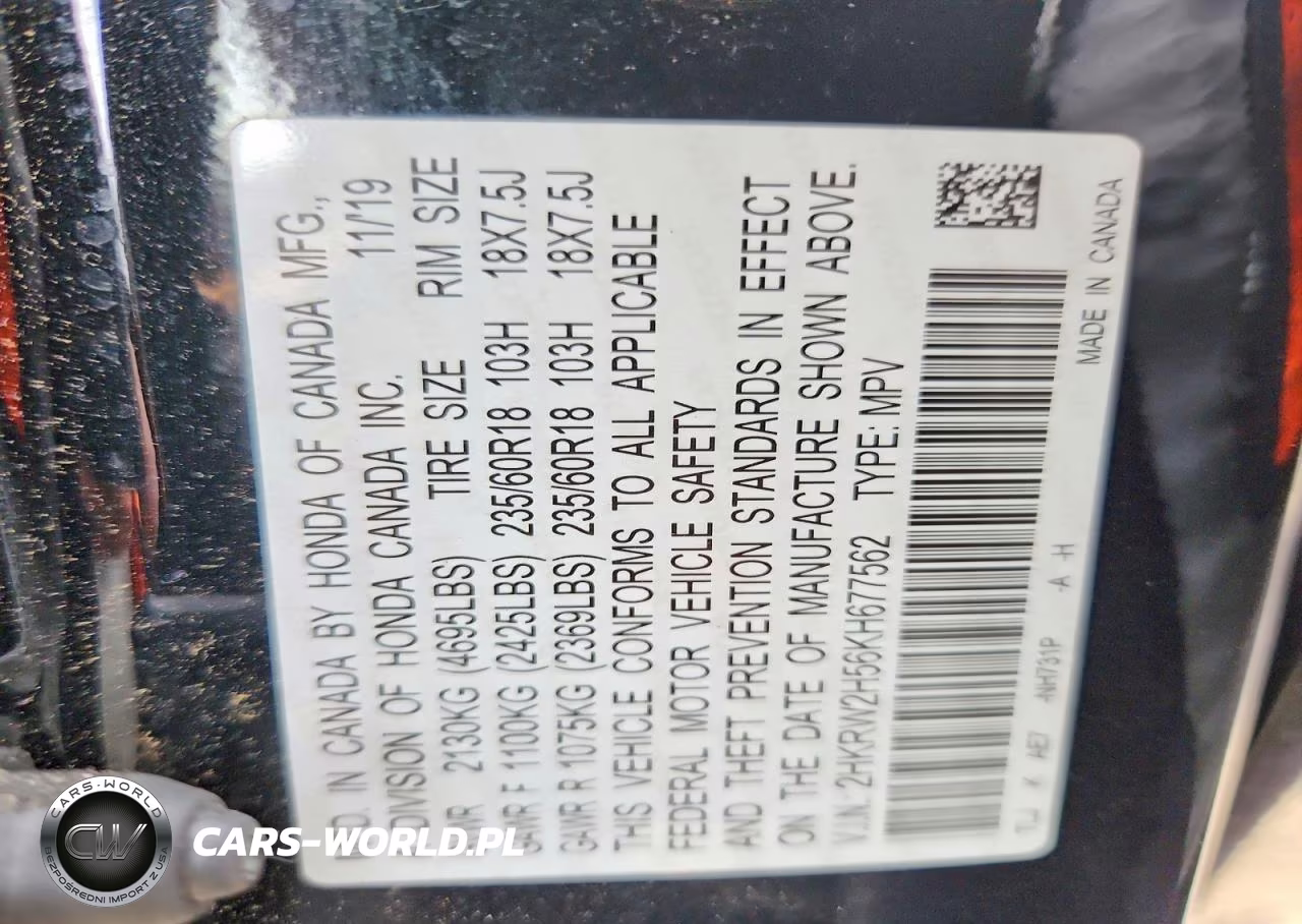 2019 Honda Cr-V Ex VIN:2HKRW2H56KH677562 - 14